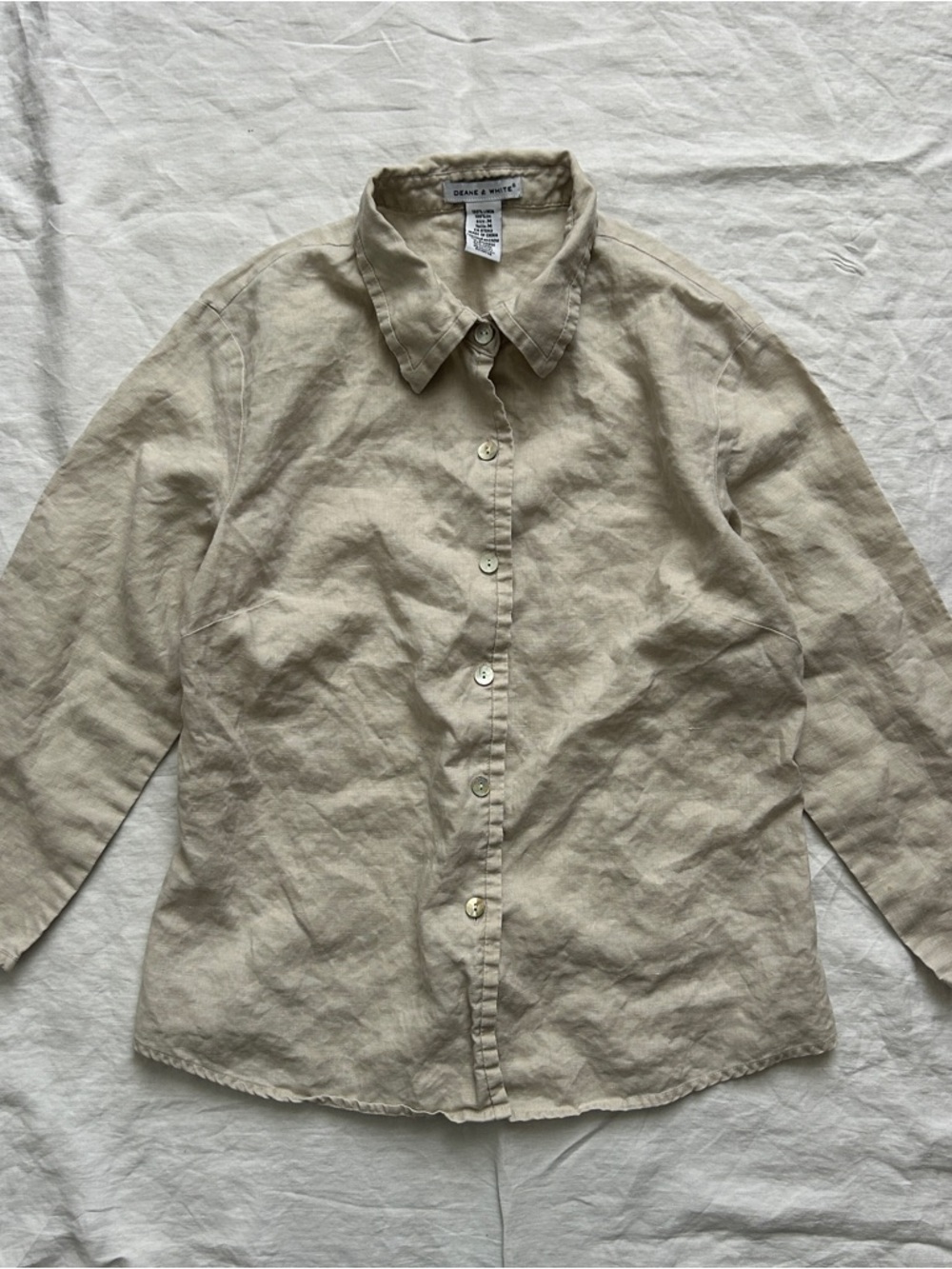 Vintage 100% Linen 3/4 Sleeve Blouse